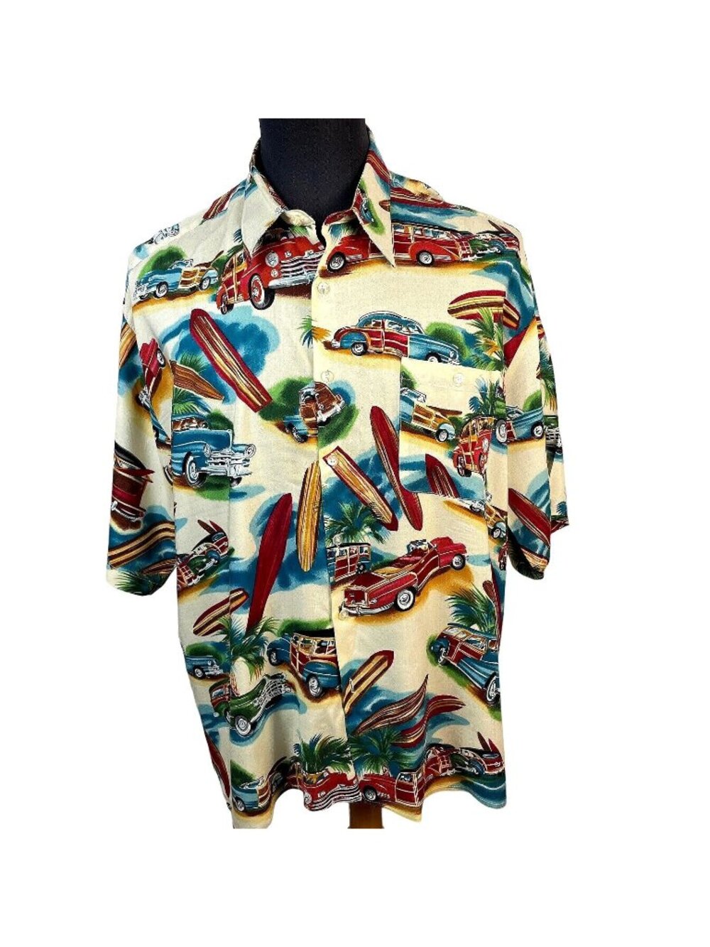 Men's Monticerutti  Hawaiian shirt size XL cars and surf boards Aloha